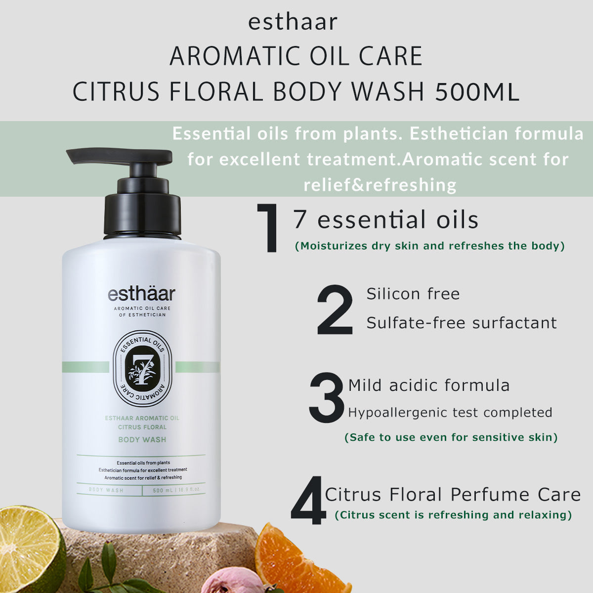 esthaar Body Wash 500ml Aromatic Oil#Citrus Floral Branding 7 Oil