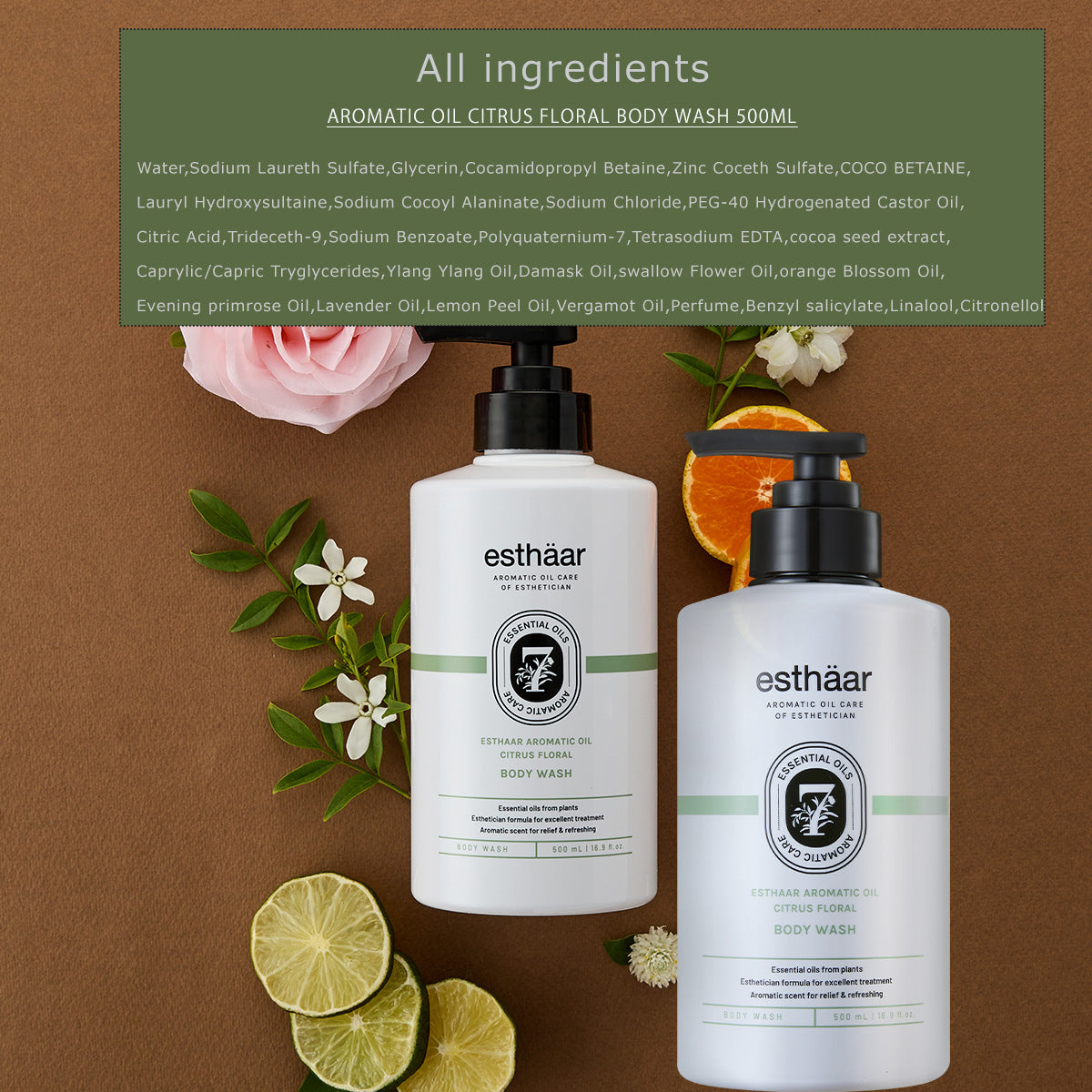 esthaar Body Wash 500ml Aromatic Oil#Citrus Floral Branding 7 Oil