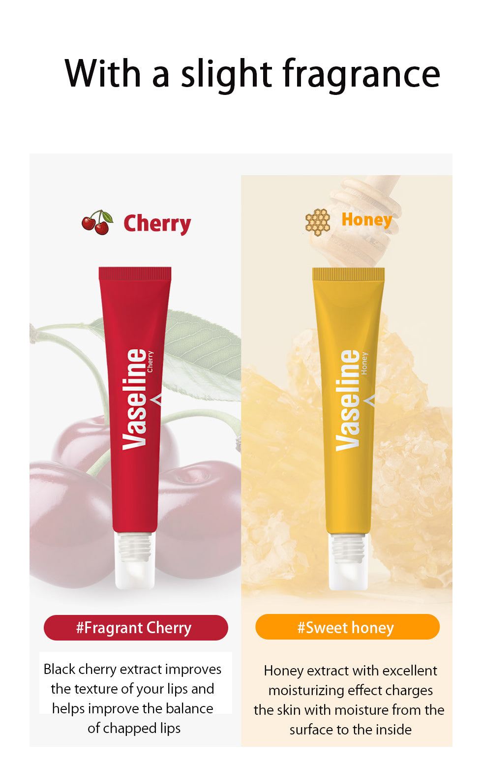 20ml C2Y Vaseline lip Essence Repair Balm#Honey#Cherry